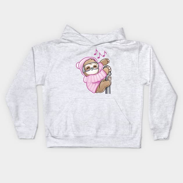 Ski Rave Sloth Kid Baby Dance Kids Hoodie by PnJ